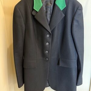 Womens 12 Black Wool Foxhunt Blazer Jacket Equestrian
